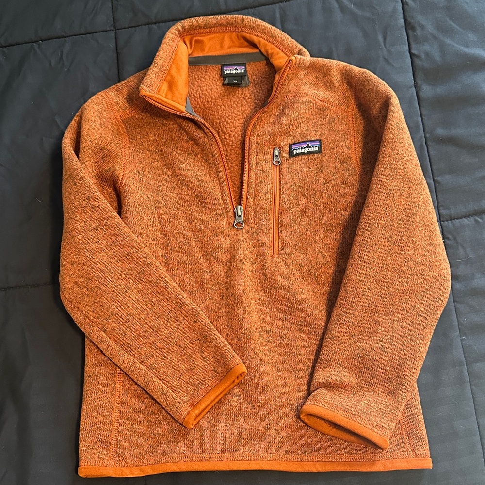 EUC Patagonia Orange Quarter-Zip Fleece Pullover Boys size XS